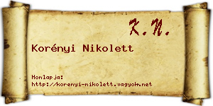 Korényi Nikolett névjegykártya